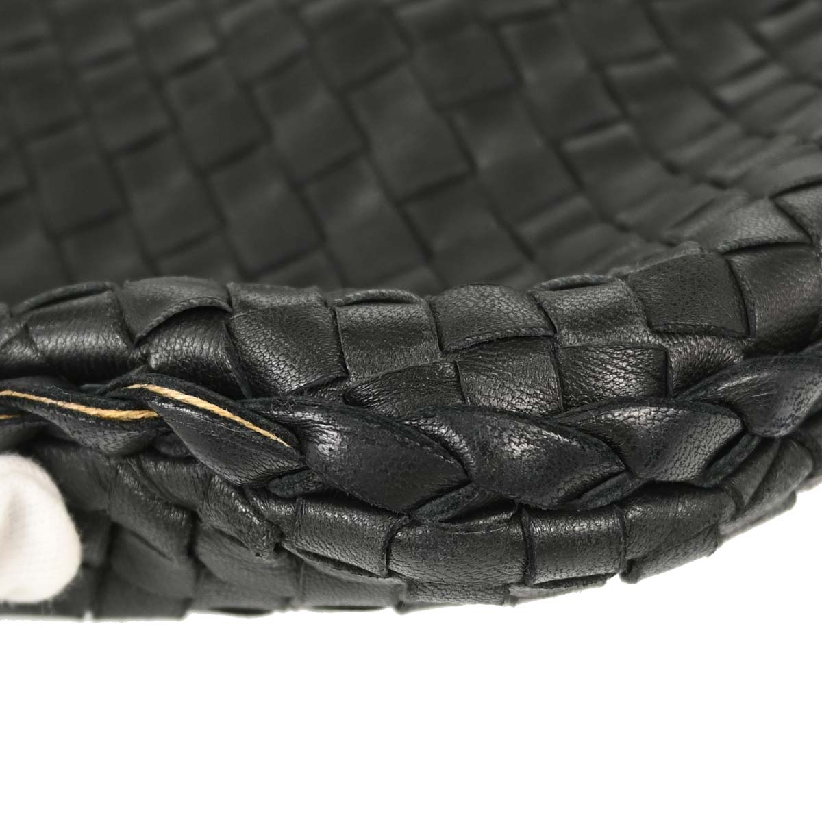Bottega Veneta Black Lambskin Intrecciato Hobo Handbag
