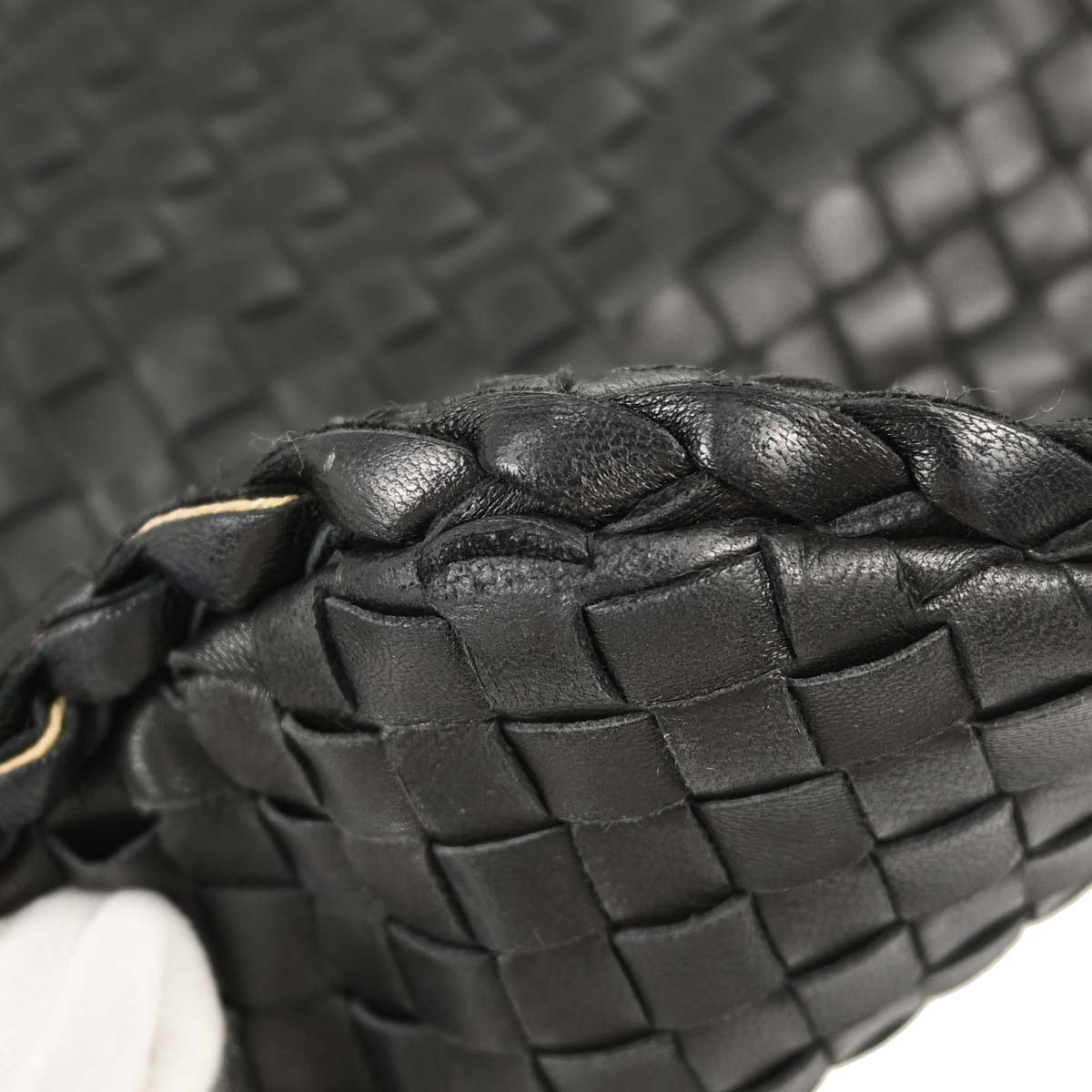 Bottega Veneta Black Lambskin Intrecciato Hobo Handbag