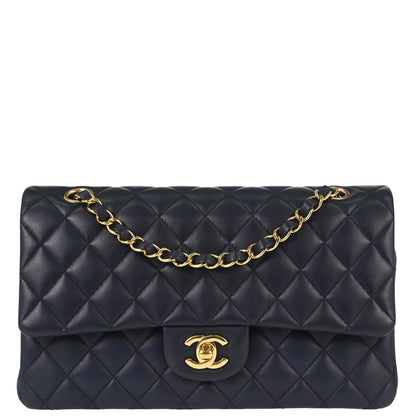 Chanel 2015-2016 Navy Lambskin Medium Classic Double Flap Bag