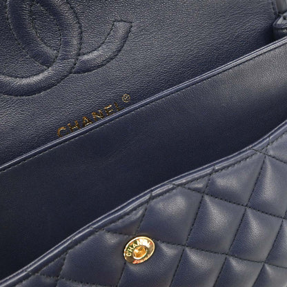 Chanel 2015-2016 Navy Lambskin Medium Classic Double Flap Bag