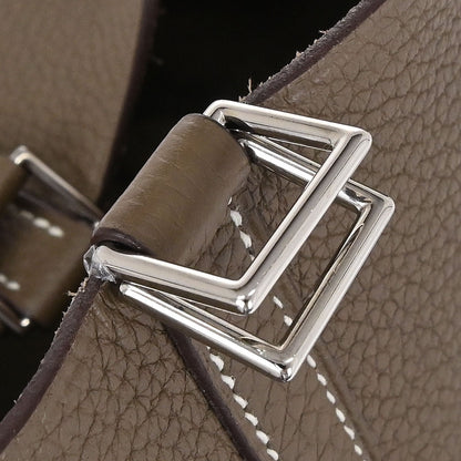 Hermes Etoupe Taurillon Clemence Picotin Lock 22 MM Handbag