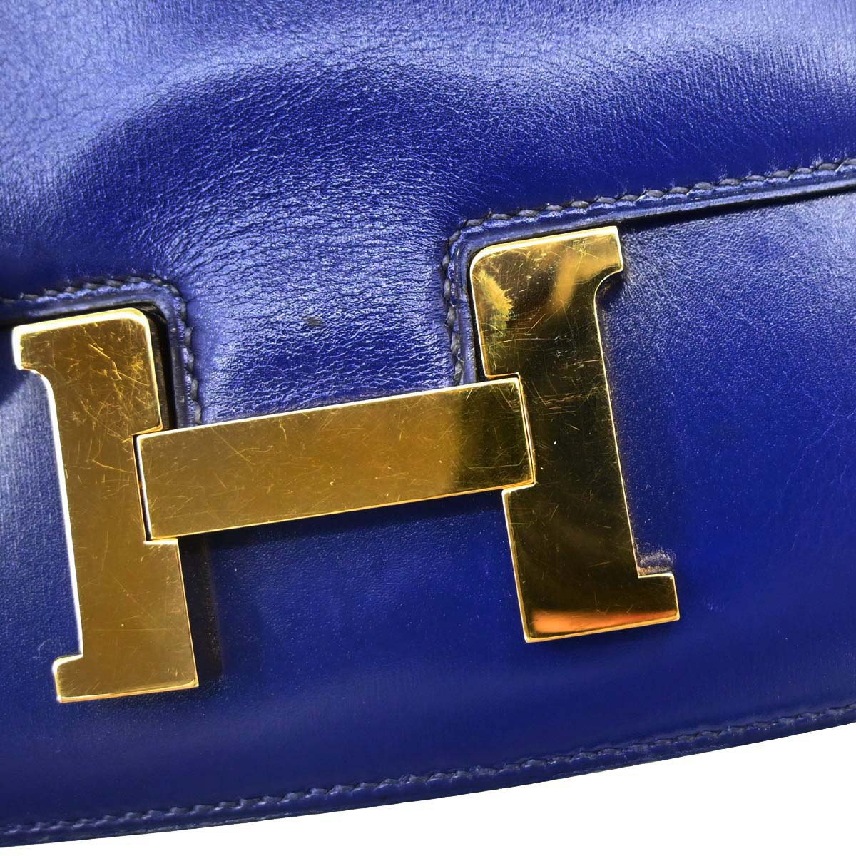 Hermes Blue Saphir Box Calf Constance 18 Shoulder Bag