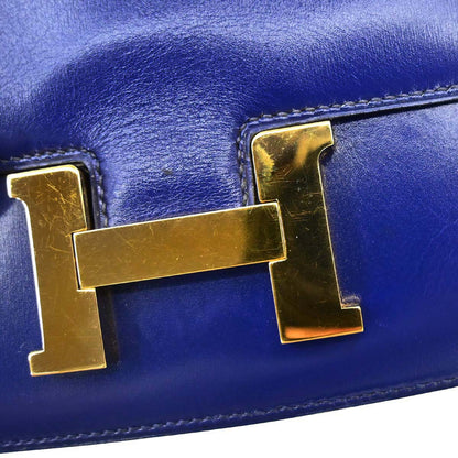 Hermes Blue Saphir Box Calf Constance 18 Shoulder Bag