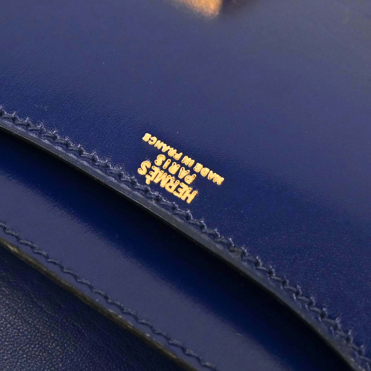 Hermes Blue Saphir Box Calf Constance 18 Shoulder Bag