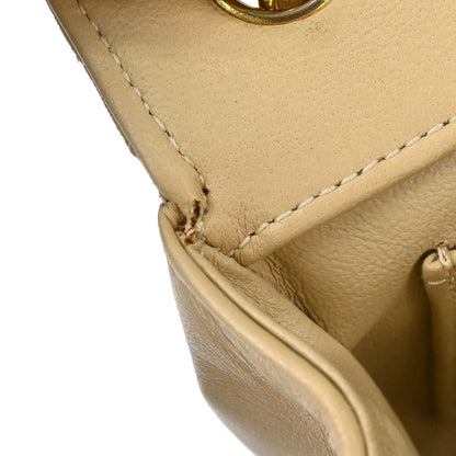 Chanel 1989-1991 Beige Lambskin Straight Flap Shoulder Bag