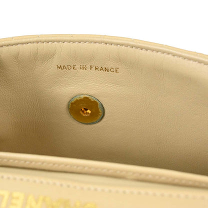 Chanel 1989-1991 Beige Lambskin Straight Flap Shoulder Bag