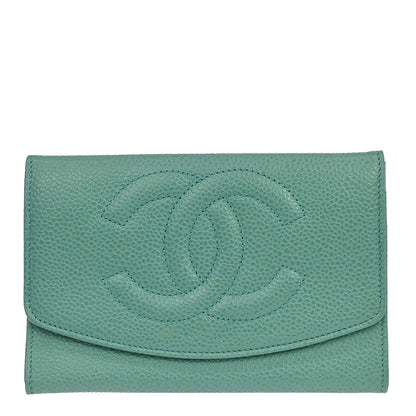 Chanel Green Caviar Skin Wallet