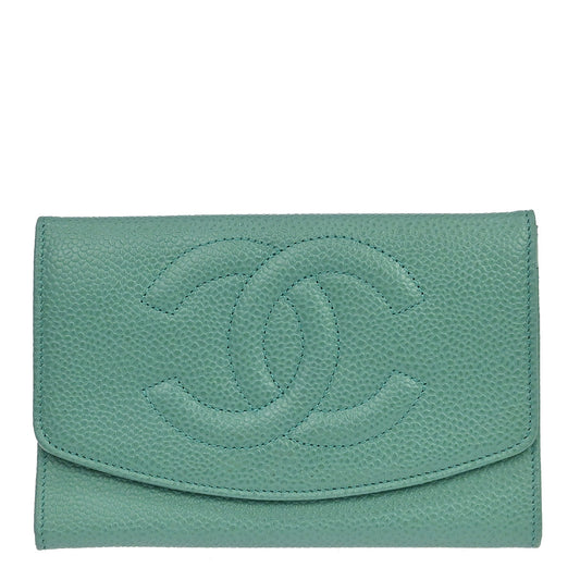 Chanel Green Caviar Skin Wallet