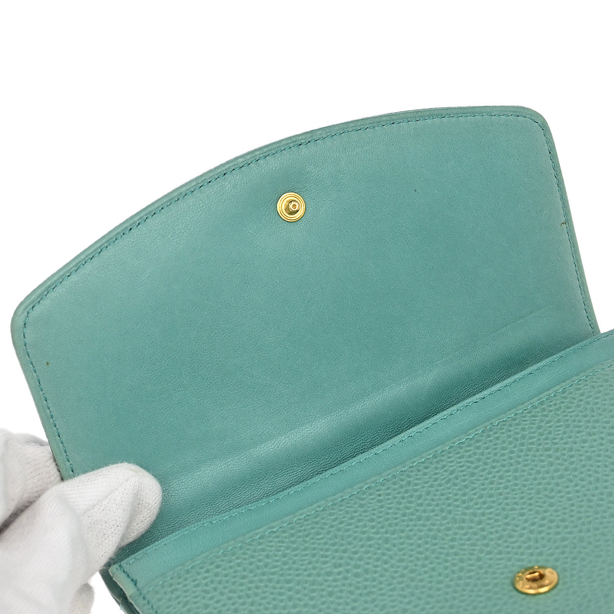 Chanel Green Caviar Skin Wallet