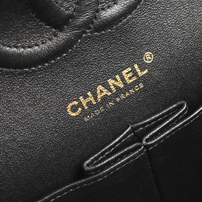 Chanel 2019 Black Lambskin Egyptian Medium Classic Double Flap Shoulder Bag