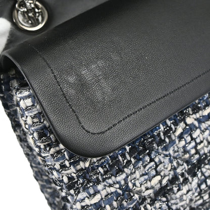 Chanel Navy Tweed 2.55 Medium Classic Double Flap Shoulder Bag