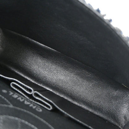 Chanel Navy Tweed 2.55 Medium Classic Double Flap Shoulder Bag