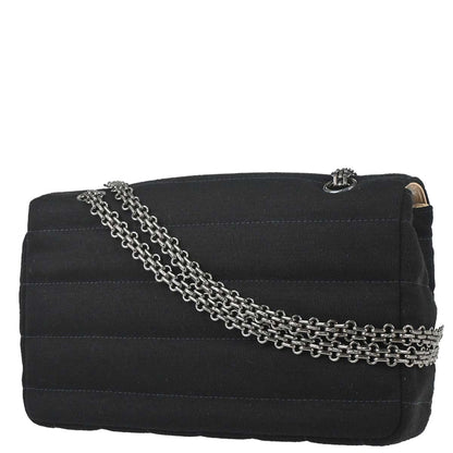 Chanel 1997-1999 Black Cotton Mademoiselle Lock Straight Flap Shoulder Bag