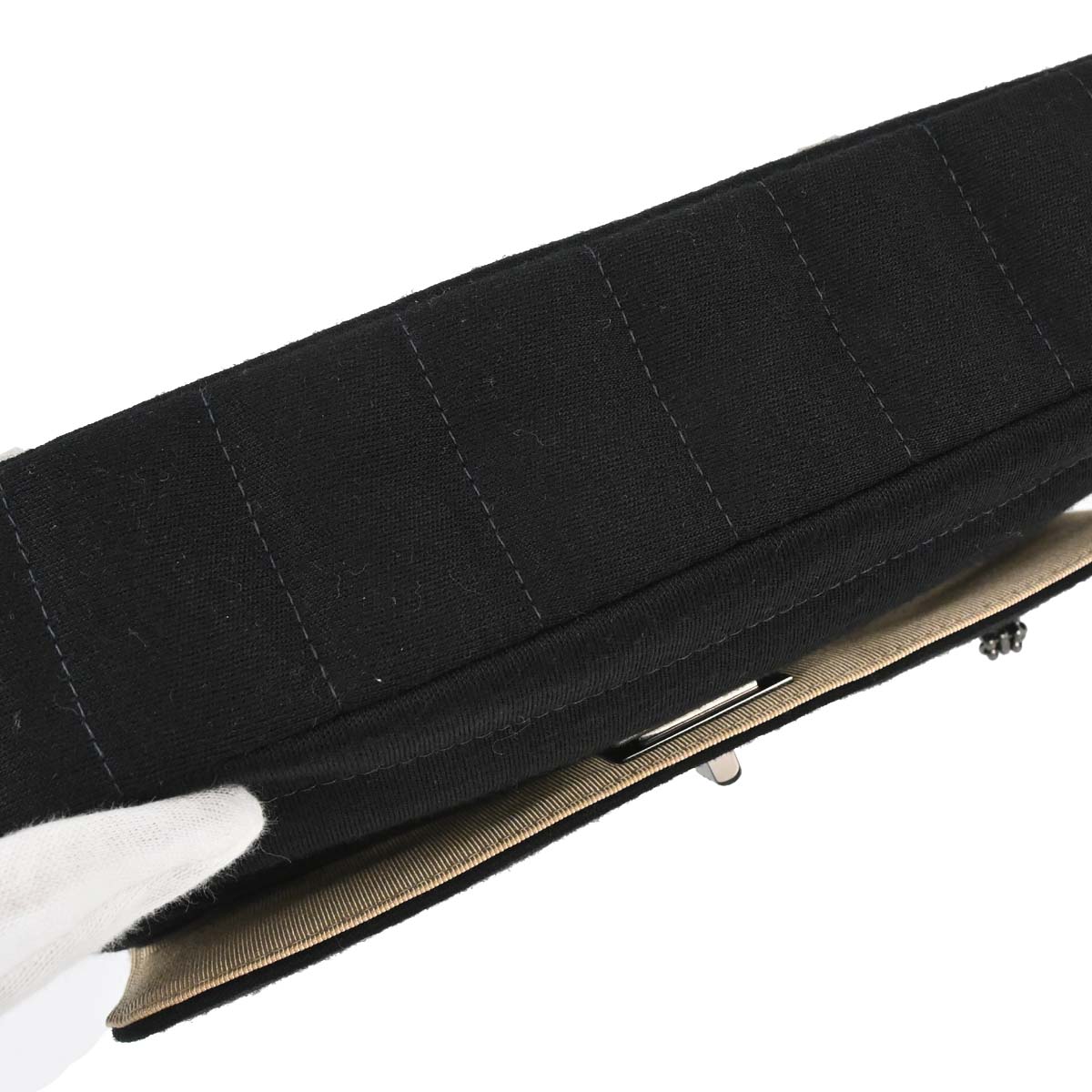 Chanel 1997-1999 Black Cotton Mademoiselle Lock Straight Flap Shoulder Bag