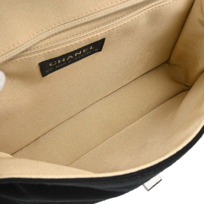 Chanel 1997-1999 Black Cotton Mademoiselle Lock Straight Flap Shoulder Bag