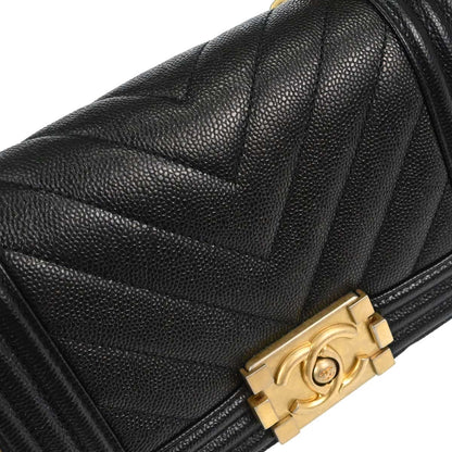 Boy Chanel 2017-2018 Black Caviar Skin Small Chain Shoulder Bag