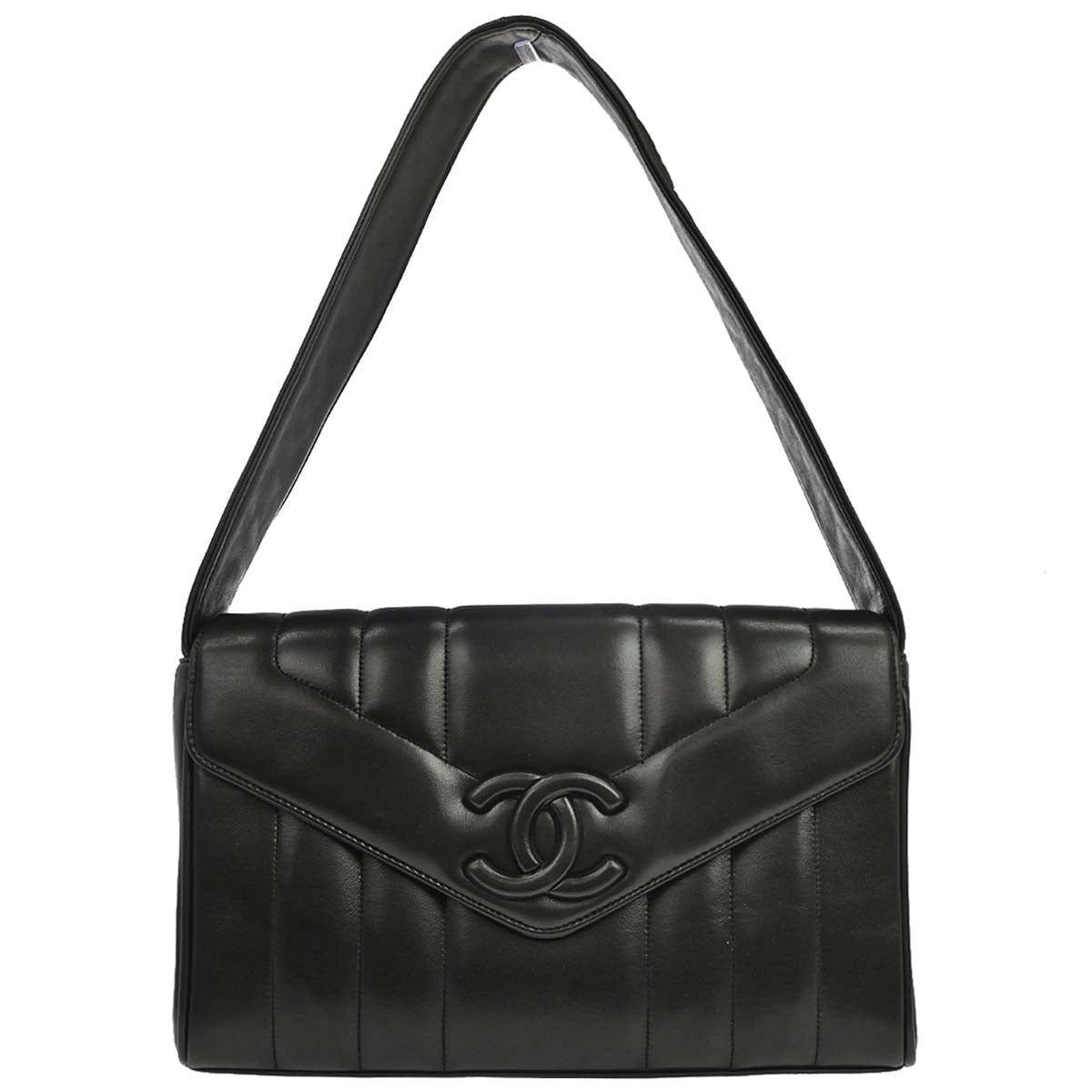 Chanel 1994-1996 Black Lambskin Mademoiselle Handbag