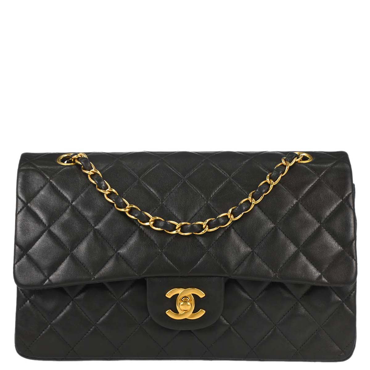 Chanel Black Lambskin Medium Classic Double Flap Shoulder Bag