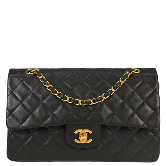 Chanel Black Lambskin Medium Classic Double Flap Shoulder Bag