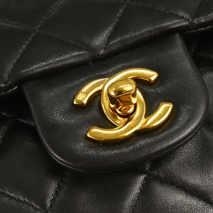 Chanel Black Lambskin Medium Classic Double Flap Shoulder Bag