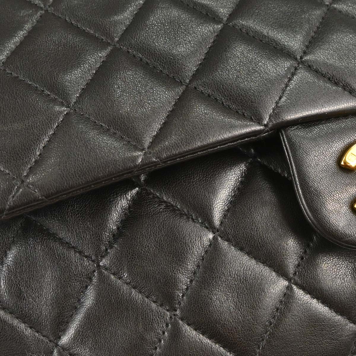 Chanel Black Lambskin Medium Classic Double Flap Shoulder Bag