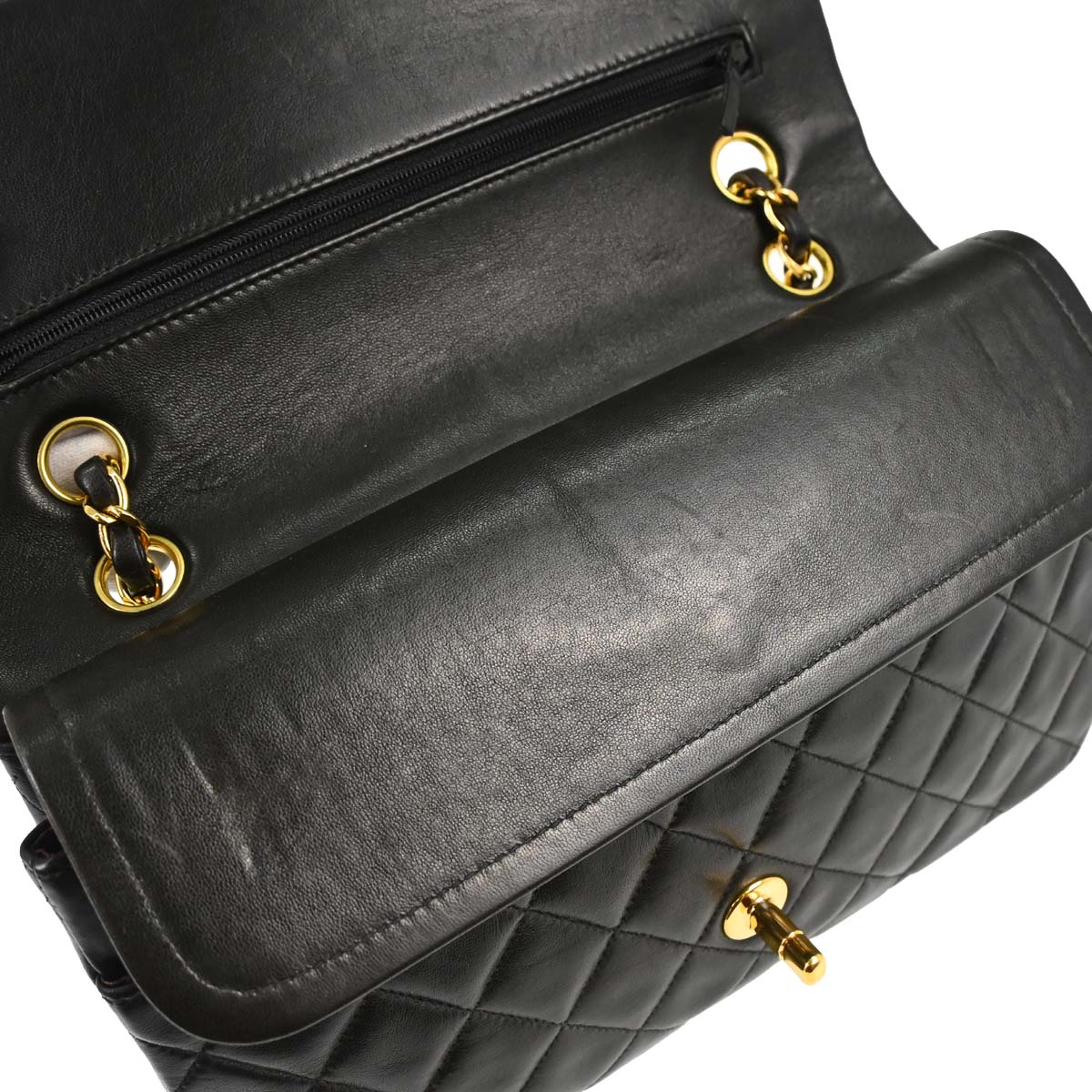 Chanel Black Lambskin Medium Classic Double Flap Shoulder Bag