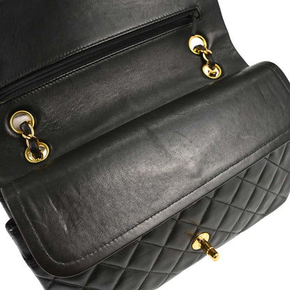 Chanel Black Lambskin Medium Classic Double Flap Shoulder Bag