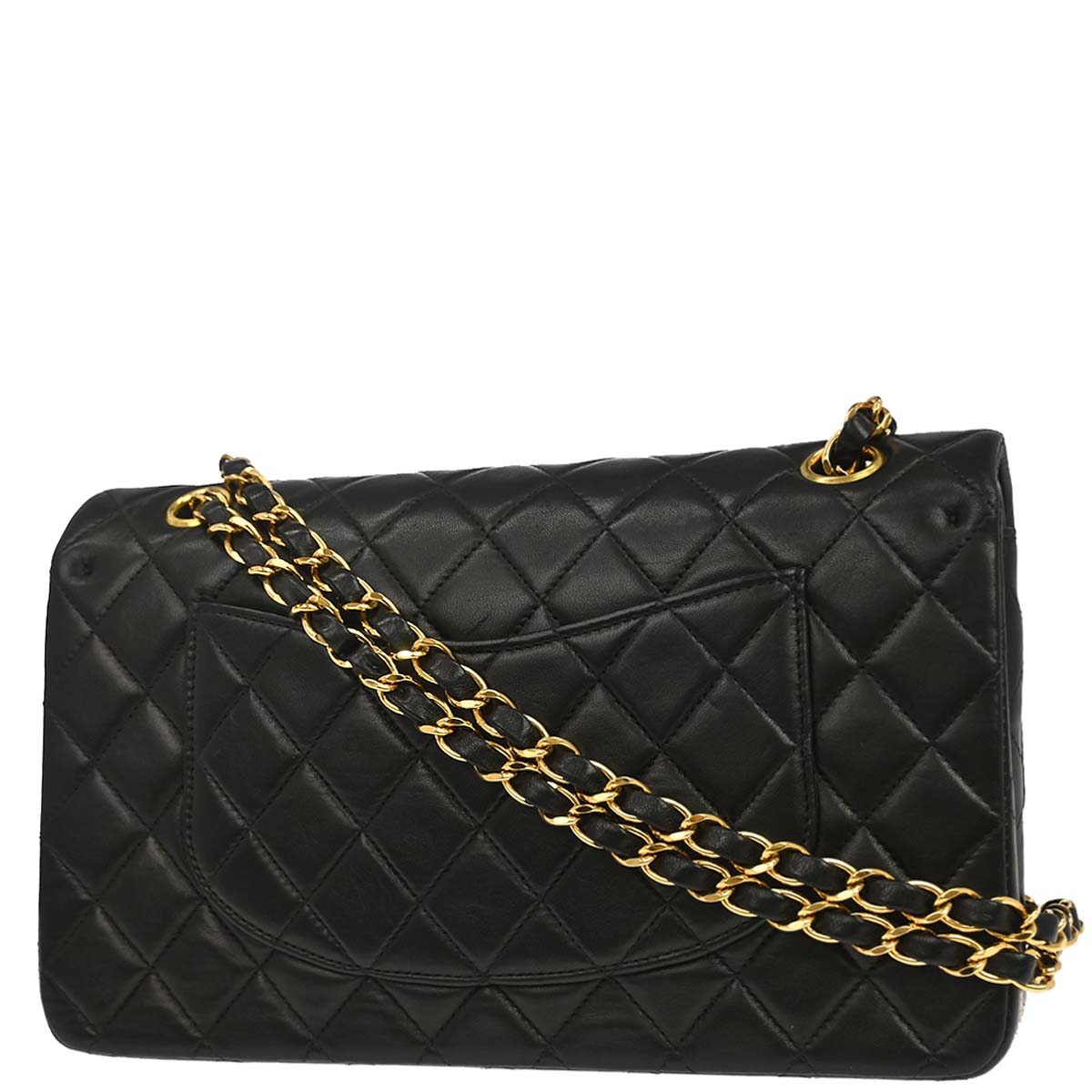 Chanel 1997-1999 Black Lambskin Medium Classic Double Flap Shoulder Bag