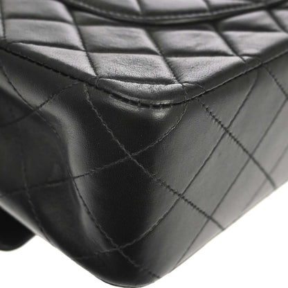 Chanel 1997-1999 Black Lambskin Medium Classic Double Flap Shoulder Bag