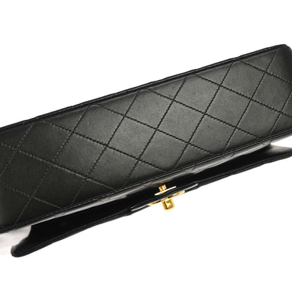 Chanel 1997-1999 Black Lambskin Medium Classic Double Flap Shoulder Bag