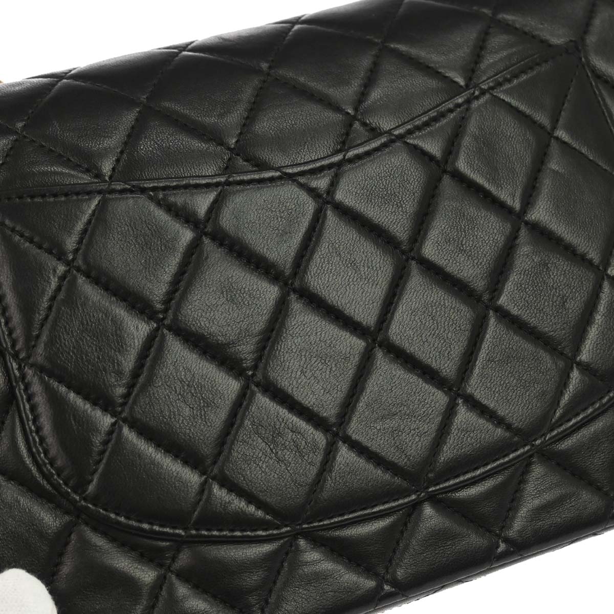 Chanel 1997-1999 Black Lambskin Medium Classic Double Flap Shoulder Bag