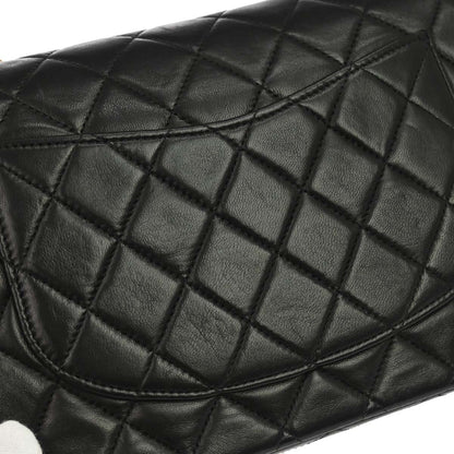Chanel 1997-1999 Black Lambskin Medium Classic Double Flap Shoulder Bag
