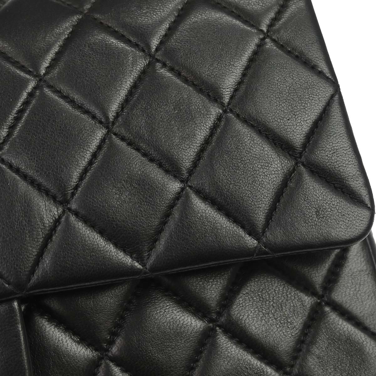 Chanel 1997-1999 Black Lambskin Medium Classic Double Flap Shoulder Bag
