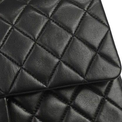 Chanel 1997-1999 Black Lambskin Medium Classic Double Flap Shoulder Bag
