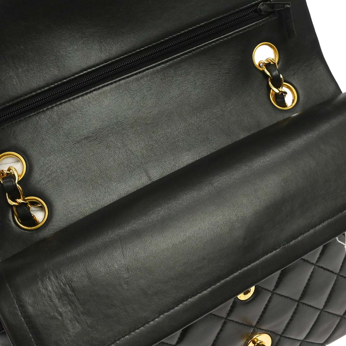 Chanel 1997-1999 Black Lambskin Medium Classic Double Flap Shoulder Bag