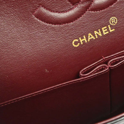 Chanel 1997-1999 Black Lambskin Medium Classic Double Flap Shoulder Bag