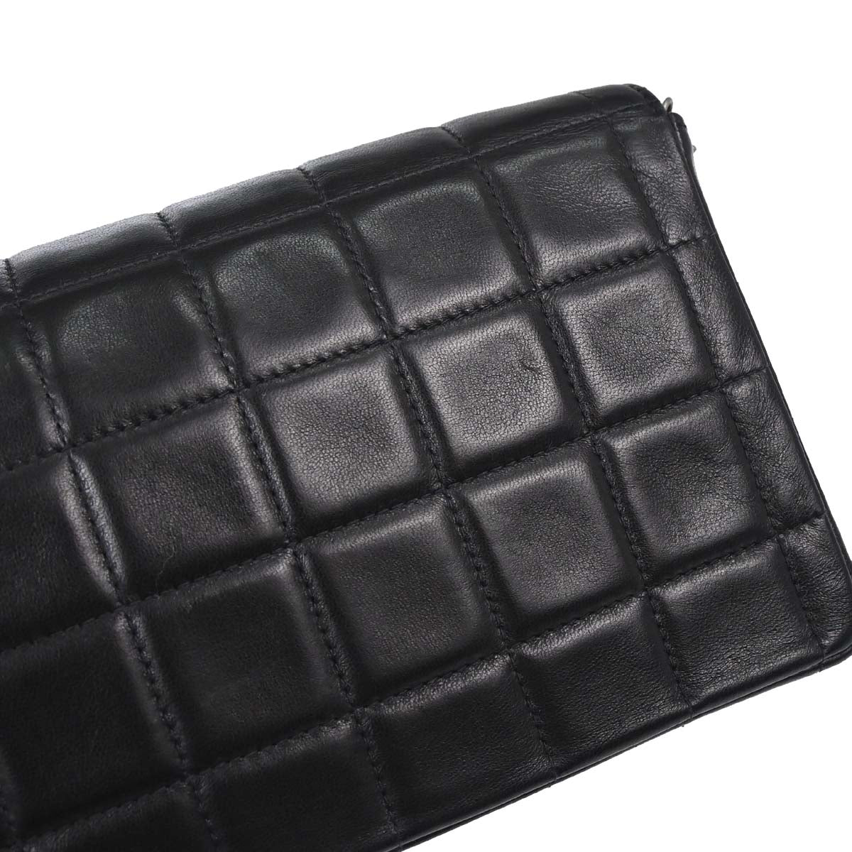 Chanel 2000-2002 Black Lambskin Choco Bar East West Shoulder Bag