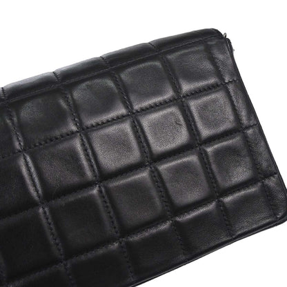 Chanel 2000-2002 Black Lambskin Choco Bar East West Shoulder Bag