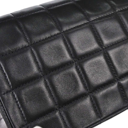 Chanel 2000-2002 Black Lambskin Choco Bar East West Shoulder Bag