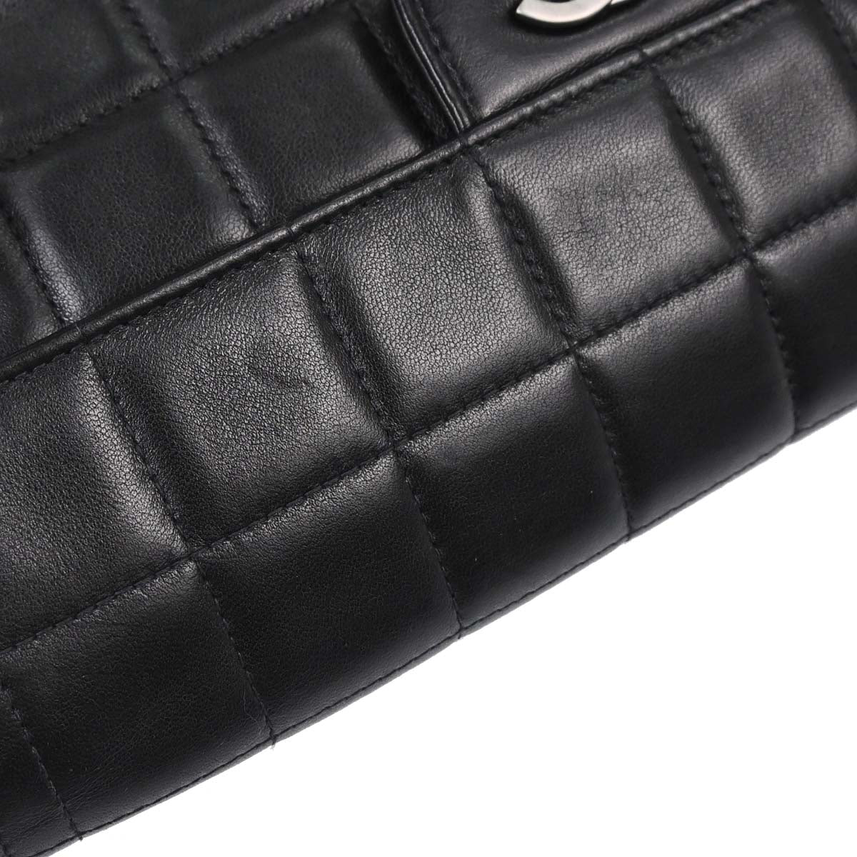 Chanel 2000-2002 Black Lambskin Choco Bar East West Shoulder Bag