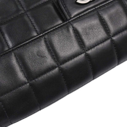 Chanel 2000-2002 Black Lambskin Choco Bar East West Shoulder Bag