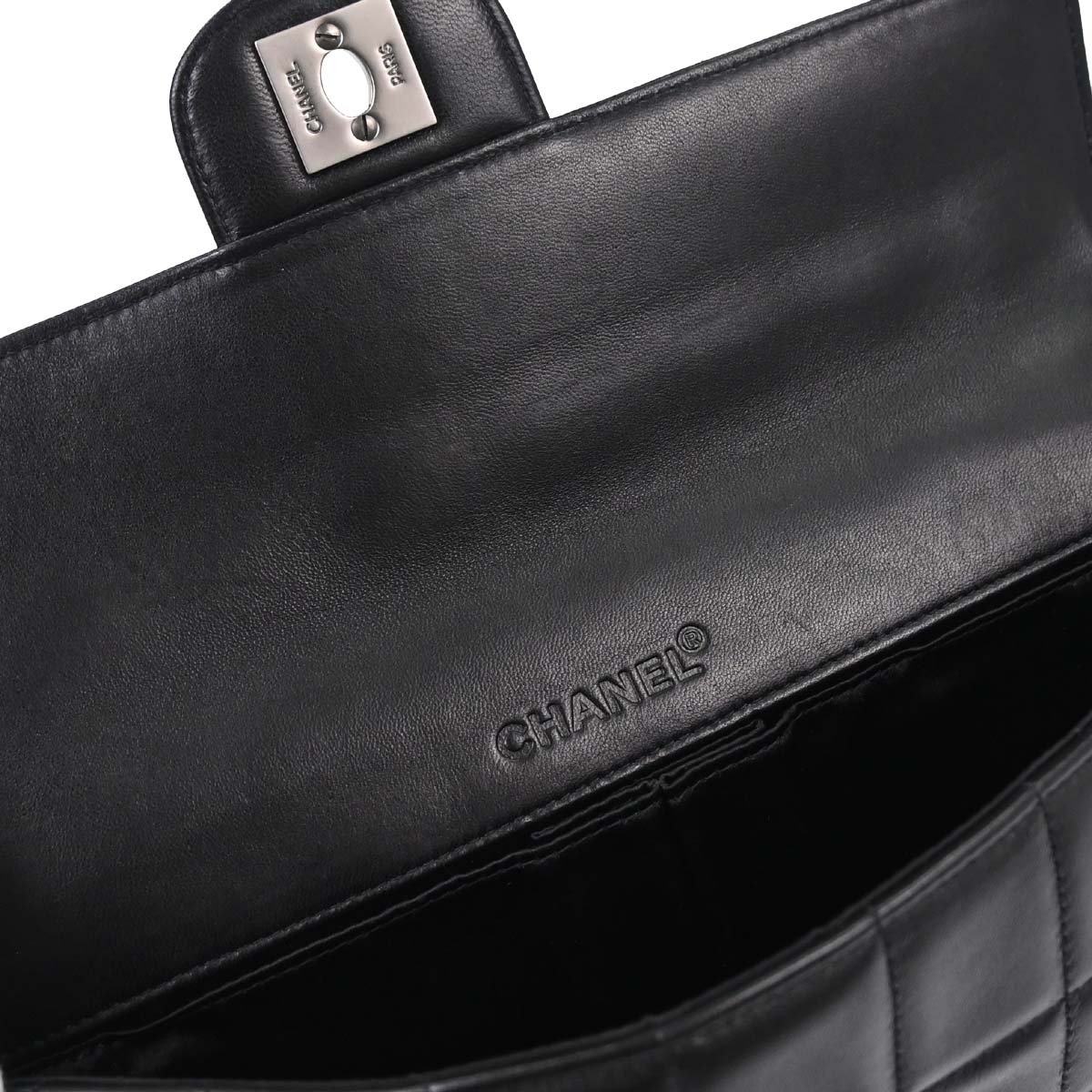 Chanel 2000-2002 Black Lambskin Choco Bar East West Shoulder Bag