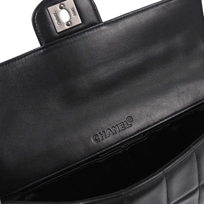 Chanel 2000-2002 Black Lambskin Choco Bar East West Shoulder Bag