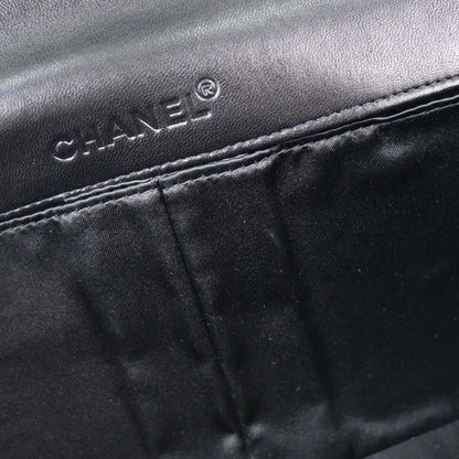Chanel 2000-2002 Black Lambskin Choco Bar East West Shoulder Bag