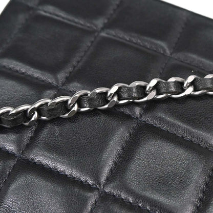 Chanel 2000-2002 Black Lambskin Choco Bar East West Shoulder Bag