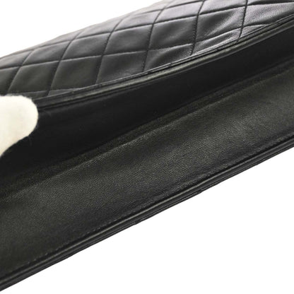 Chanel 1996-1997 Black Lambskin Pushlock Medium Half Flap Shoulder Bag