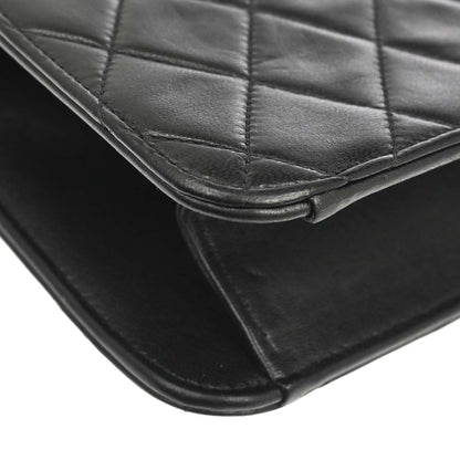 Chanel 1996-1997 Black Lambskin Pushlock Medium Half Flap Shoulder Bag