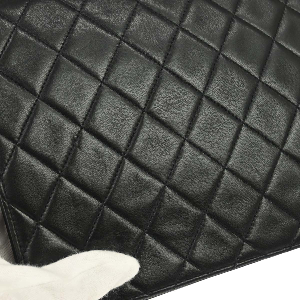 Chanel 1996-1997 Black Lambskin Pushlock Medium Half Flap Shoulder Bag