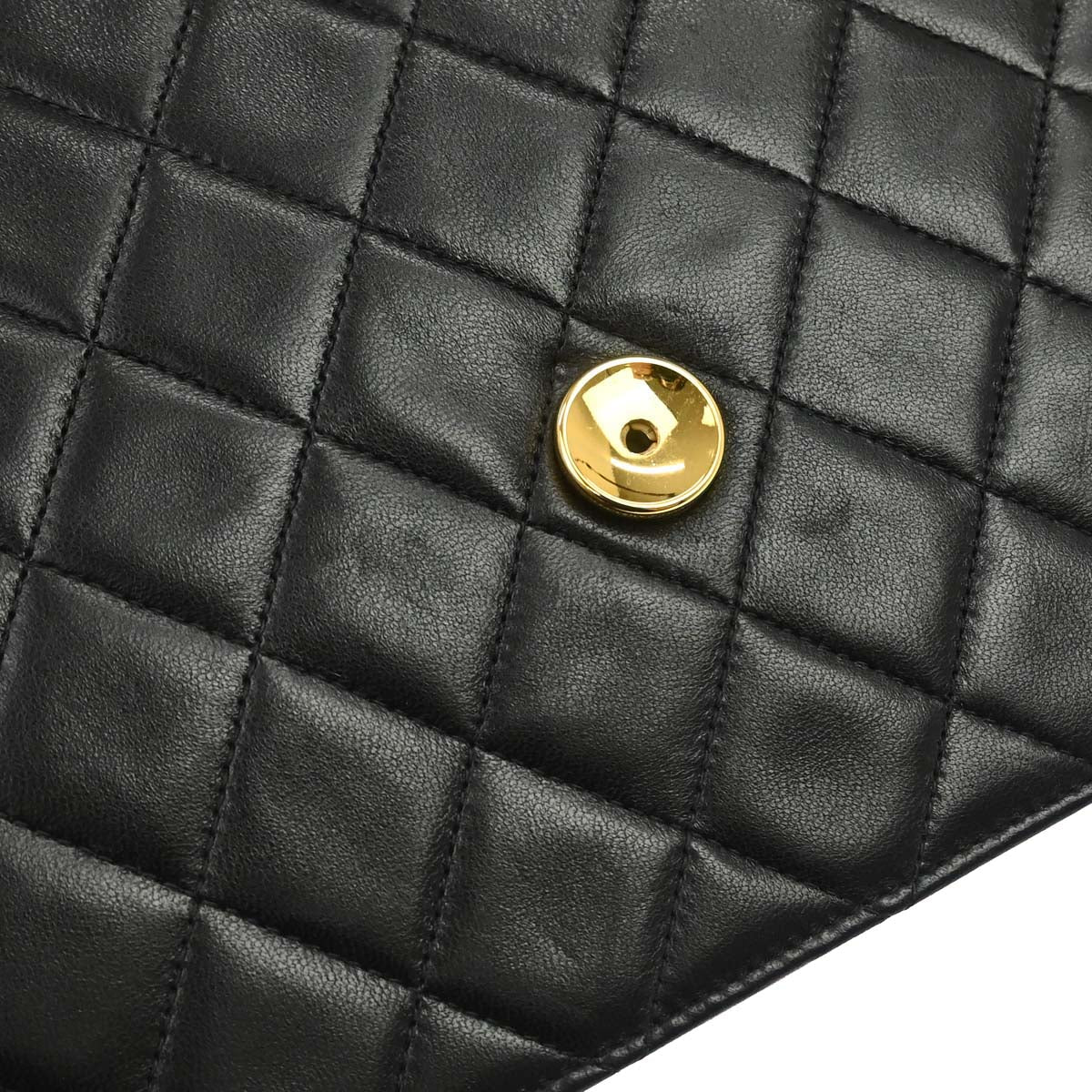 Chanel 1996-1997 Black Lambskin Pushlock Medium Half Flap Shoulder Bag