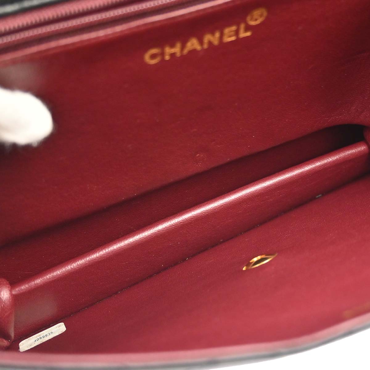 Chanel 1996-1997 Black Lambskin Pushlock Medium Half Flap Shoulder Bag